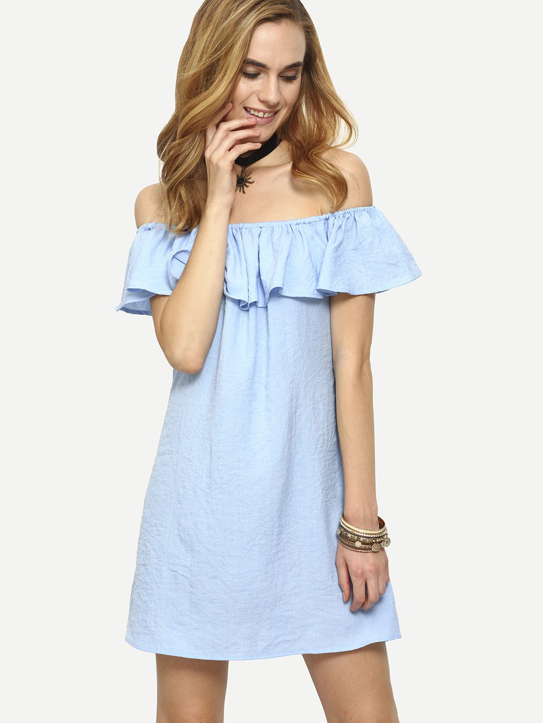 Ruffle Off-The-Shoulder Dress